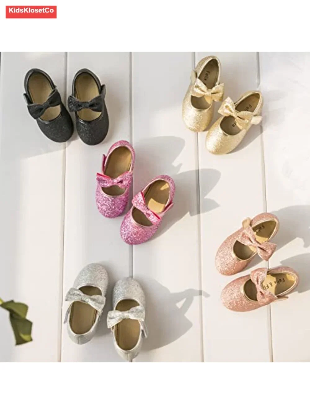 Toddler Girls Mary Jane Flats - Hook & Loop Closure, Cushioned Insole, Non-Slip
